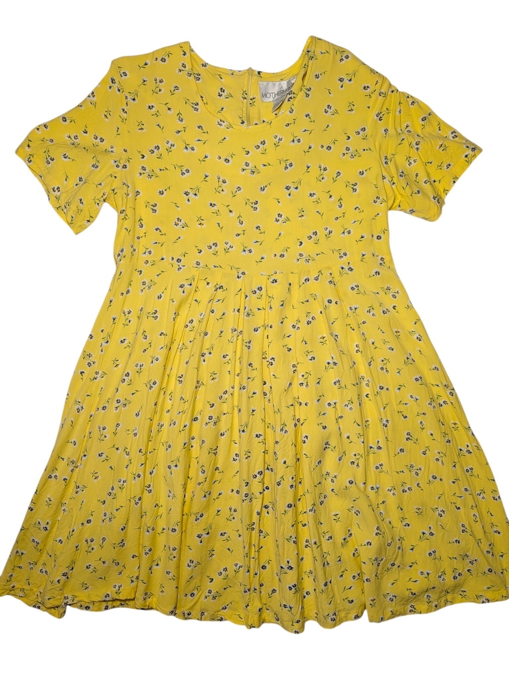 VTG Motherhood Maternity Cottagecore Yellow Ditsy Floral Babydoll Dress Sz Large